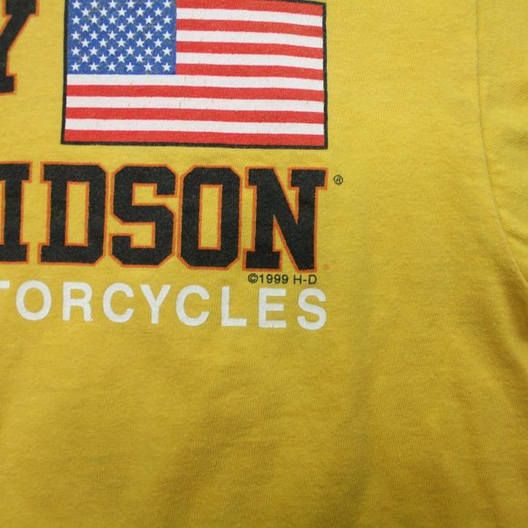 Harley Davidson Vintage 1999 Yellow Short Sleeve Moto Street Style T Shirt Top L - Picture 2 of 6